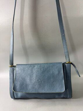IL BISONTE Navy Blue Vacchetta Leather Shoulder Bag